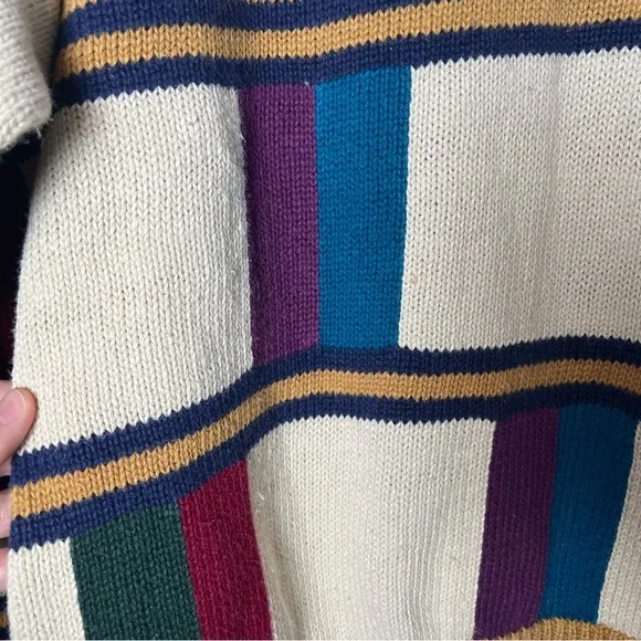 Ivy Club Classics Men’s Knit Crewneck Sweater Multicolor Block Pattern Large 90s - Picture 5 of 7